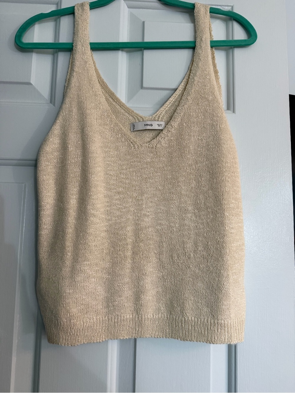 Mango Knit Scoop Neck Tank in Beige Size Medium